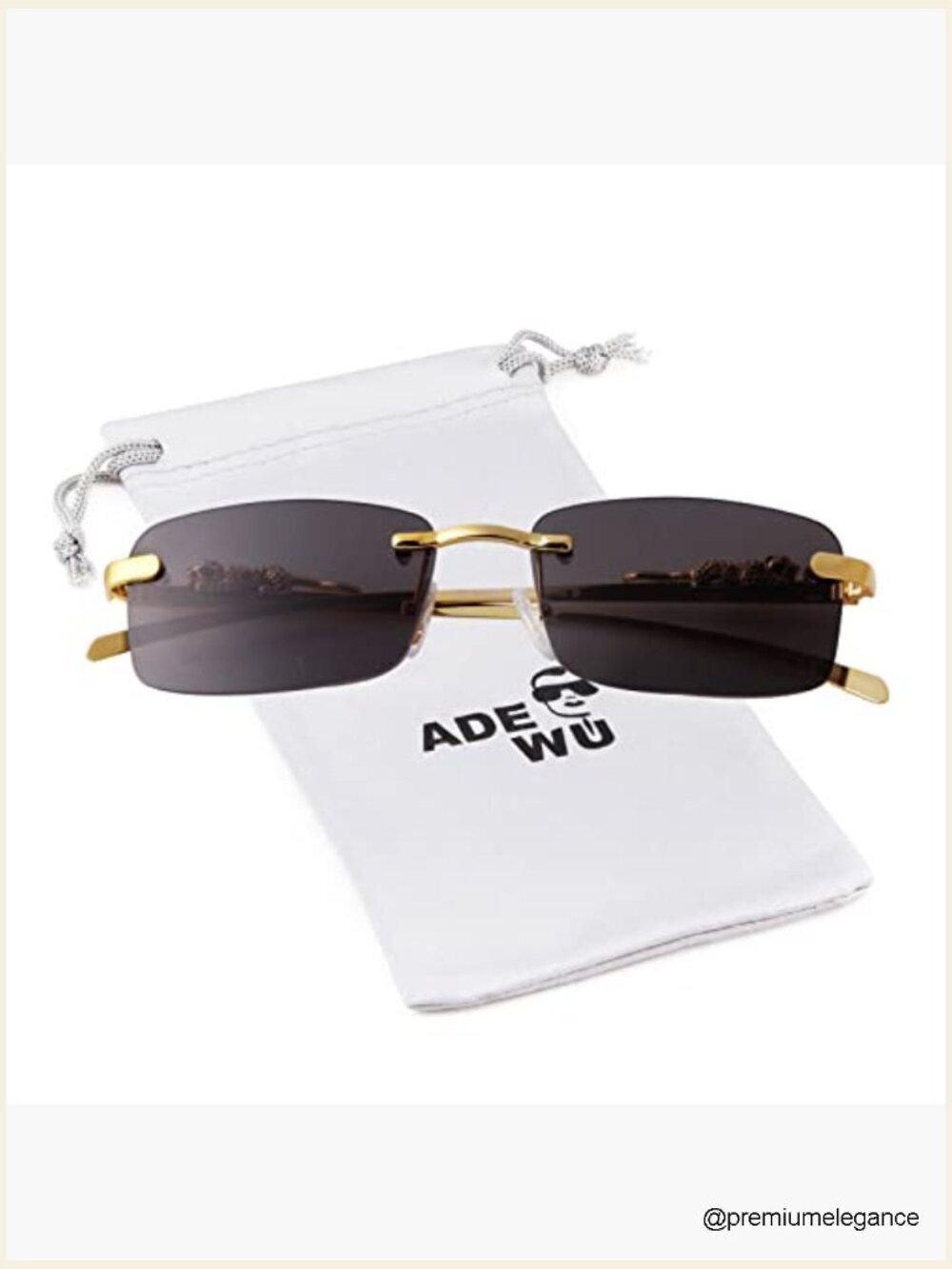 Retro Rimless Rectangle Sunglasses with UV Protection - Picture 6 of 7